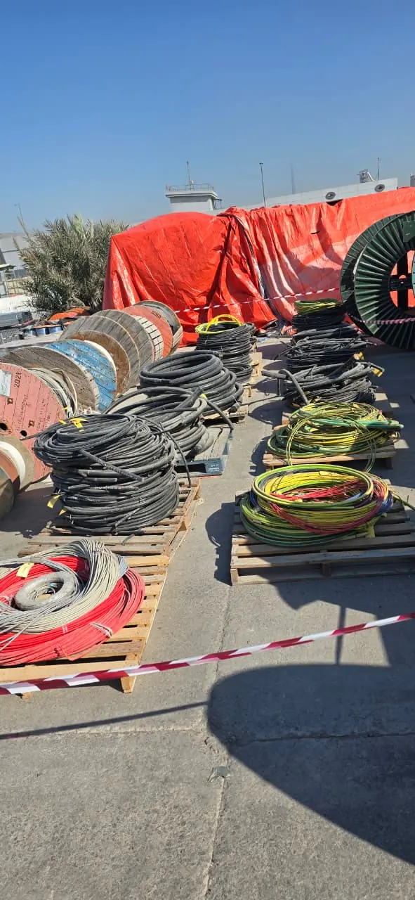 Surplus cable and wire of the kind left over on Dubai projects