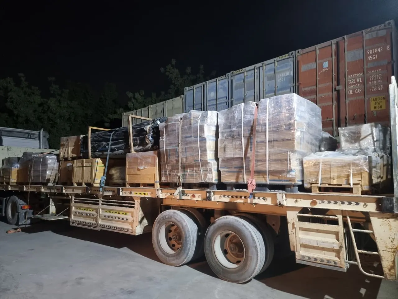 Surplus material being loaded for collection in Sharjah