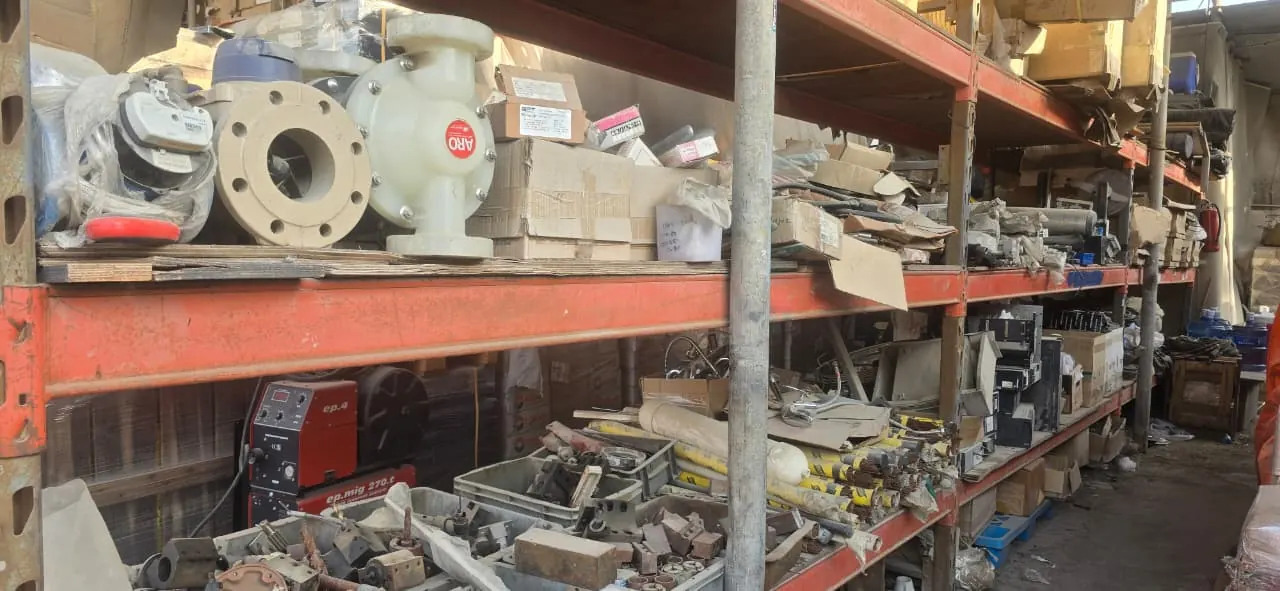 Valves and trading stock on warehouse shelves
