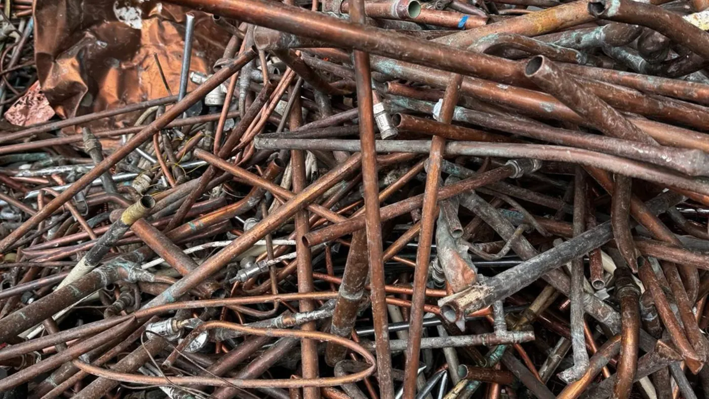 Copper pipe and tube scrap ready for grading