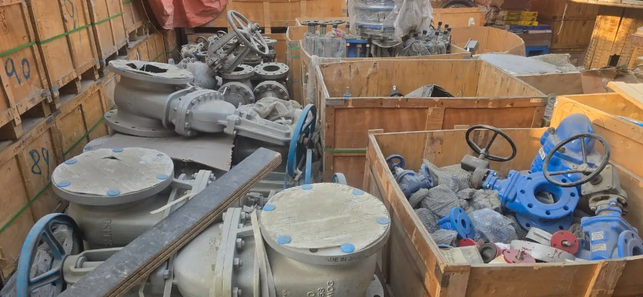 Industrial valves in storage